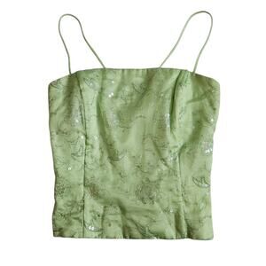 Y2k Beaded Corset Top Fairycore Blondie Nites by Jaslene Sequin Green - XS